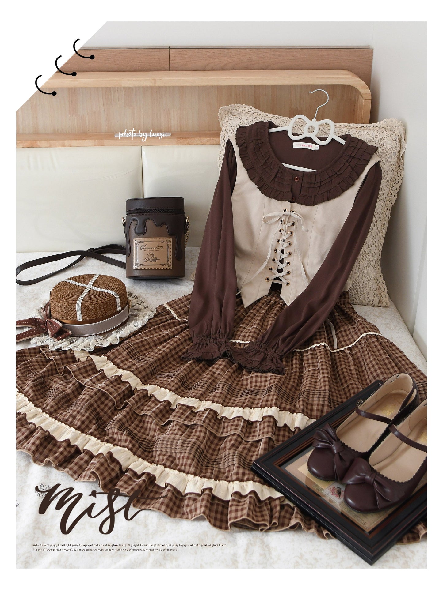 MIST - Wine Drunk Rose - Sweet Cotton Lolita Blouse with Ruffles and Pleats