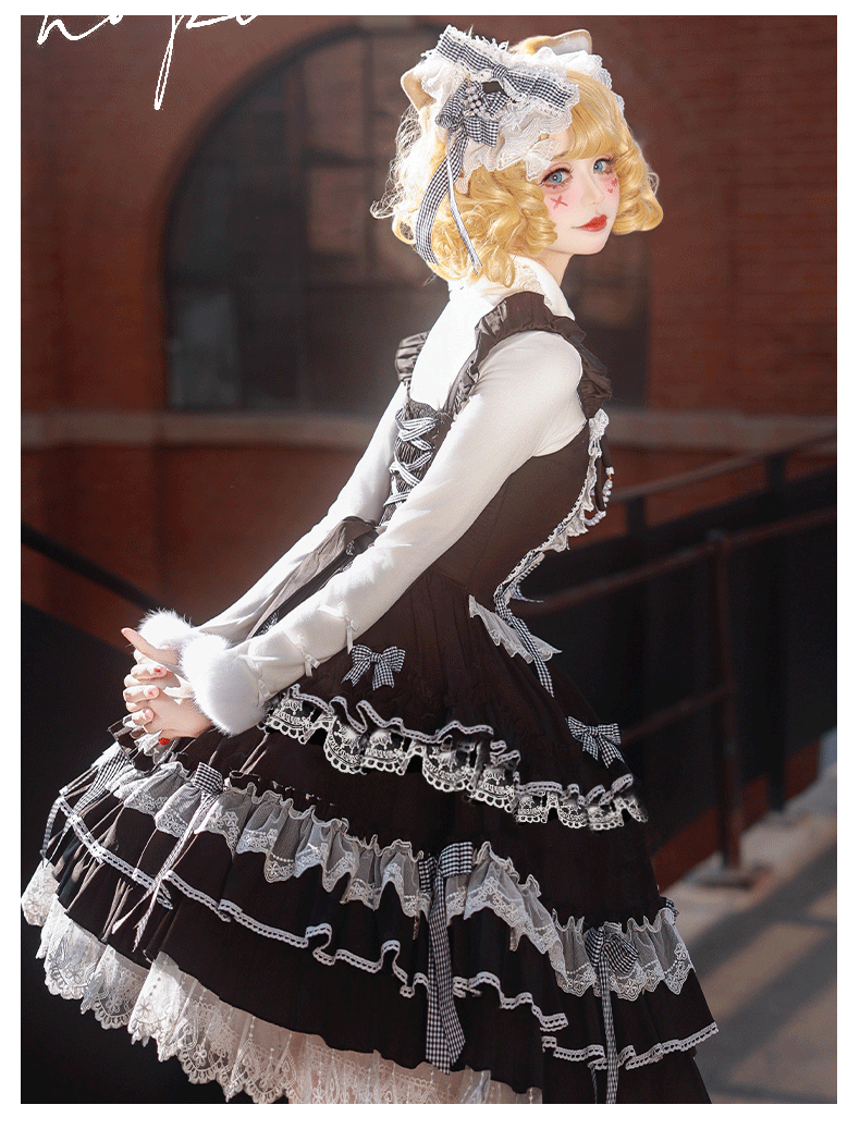 ZhiJinYuan - Love Notebook - Old School Lolita JSK Vintage Doll Tiered Dress