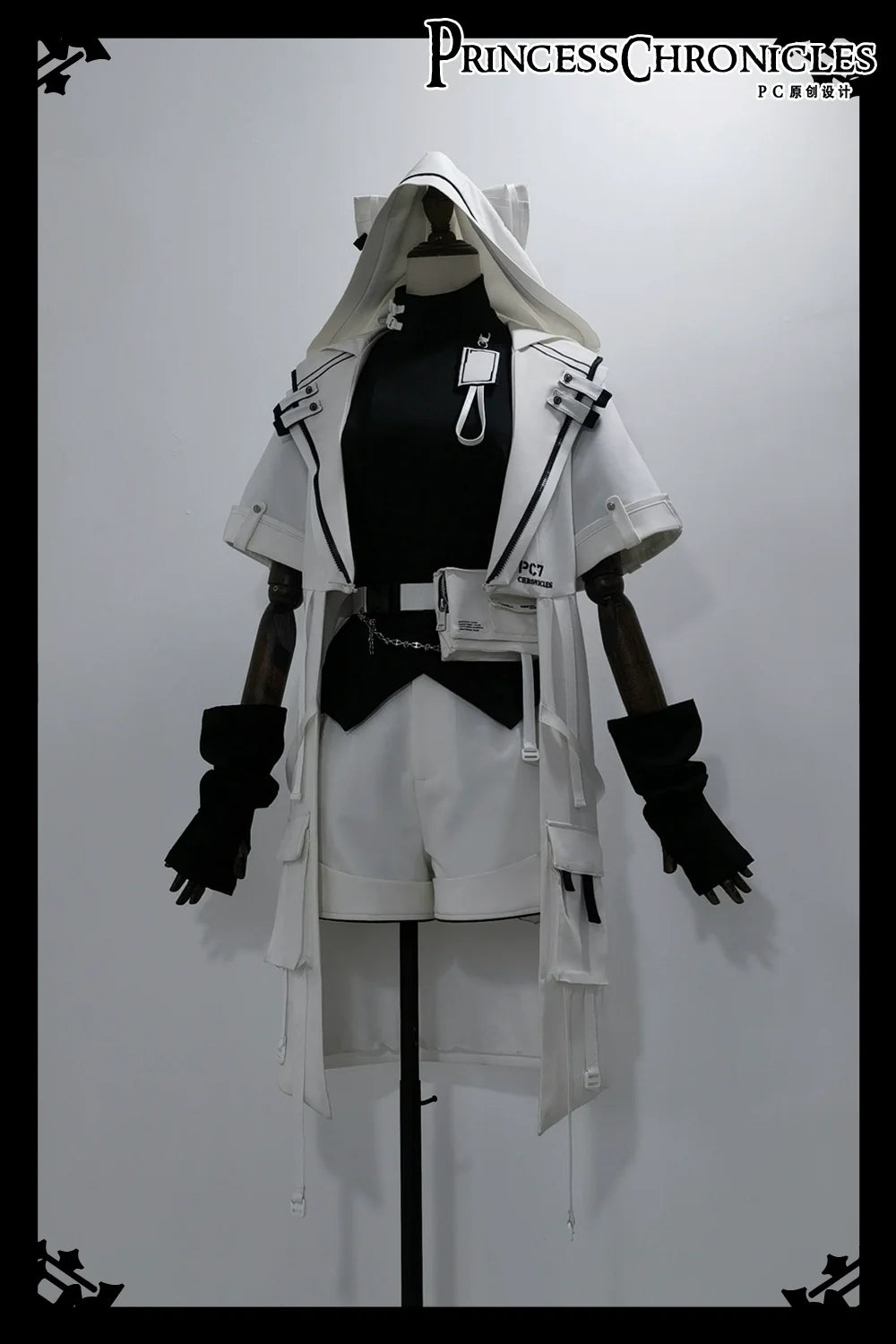 Princess Chronicles - White Cat - Futuristic Style Cool Lolita Pants Suit With Cat Ear Coat