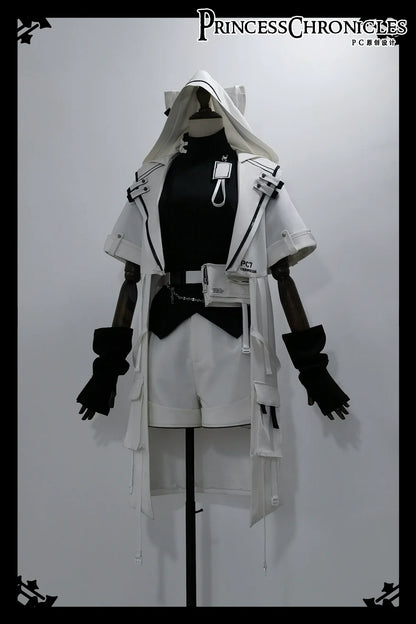 Princess Chronicles - White Cat - Futuristic Style Cool Lolita Pants Suit With Cat Ear Coat
