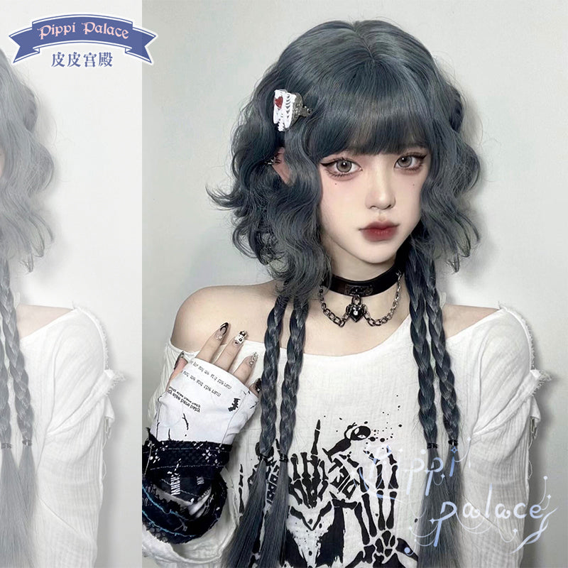 PippiPalace - Metaverse - Mix of Green And Blue Curly Short Wig