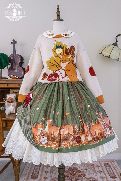 Miss Point - Chubby Fox in the Forest - Kawaii Lolita Sweater Customized Winter Lolita Couple Outfit