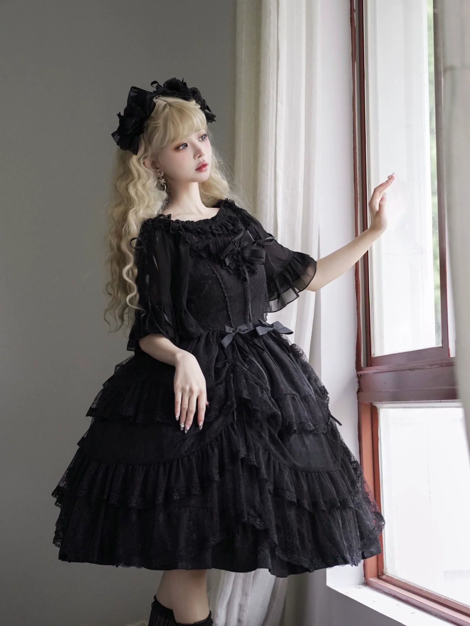 Eieyomi - Iris Love - Gothic Princess Lolita JSK Dress + Elegant Chiffon Top