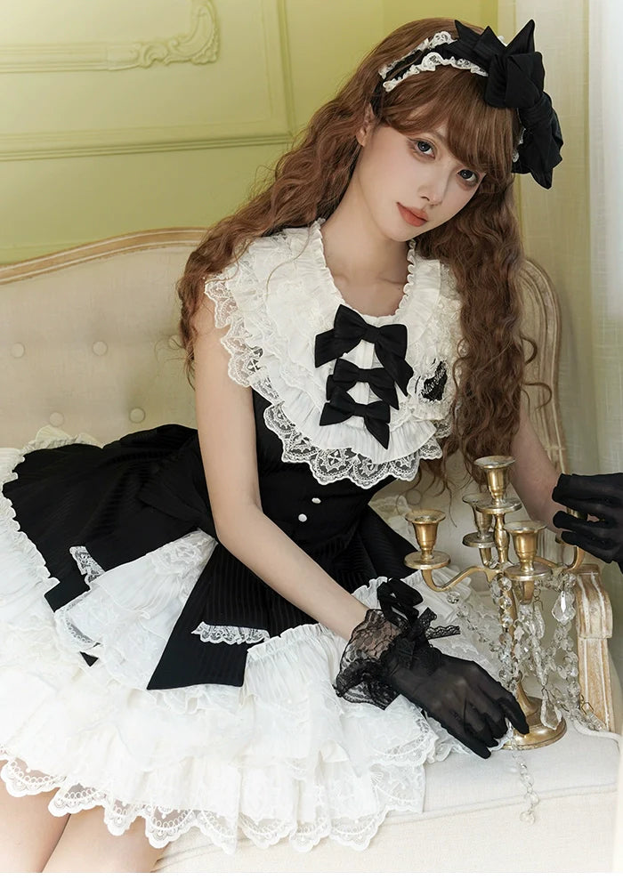 Alice Girl - Arrogant Miss - Sweet Lolita Jumper Dress with Tiered Lace Dress