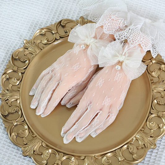 Xiaogui - Lace Bowknot Flower Vintage Lolita Gloves