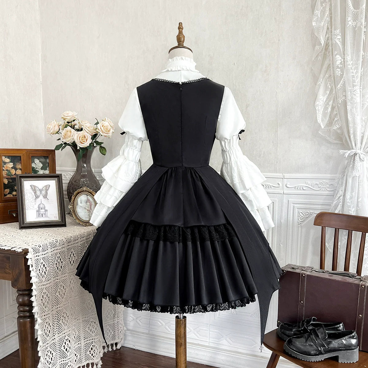 Your Princess - Dawn Witch - Black Gothic Lolita JSK Dress + White Blouse