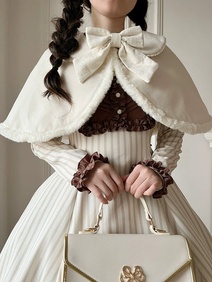 Miss Point - Classical Chocolate - Winter Classic Lolita Cape with Sweet Perter-pan Collar