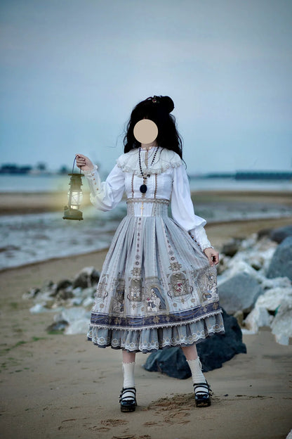 Miss Point - Demon Hunting Notes - Fishbone Gothic Lolita Skirt