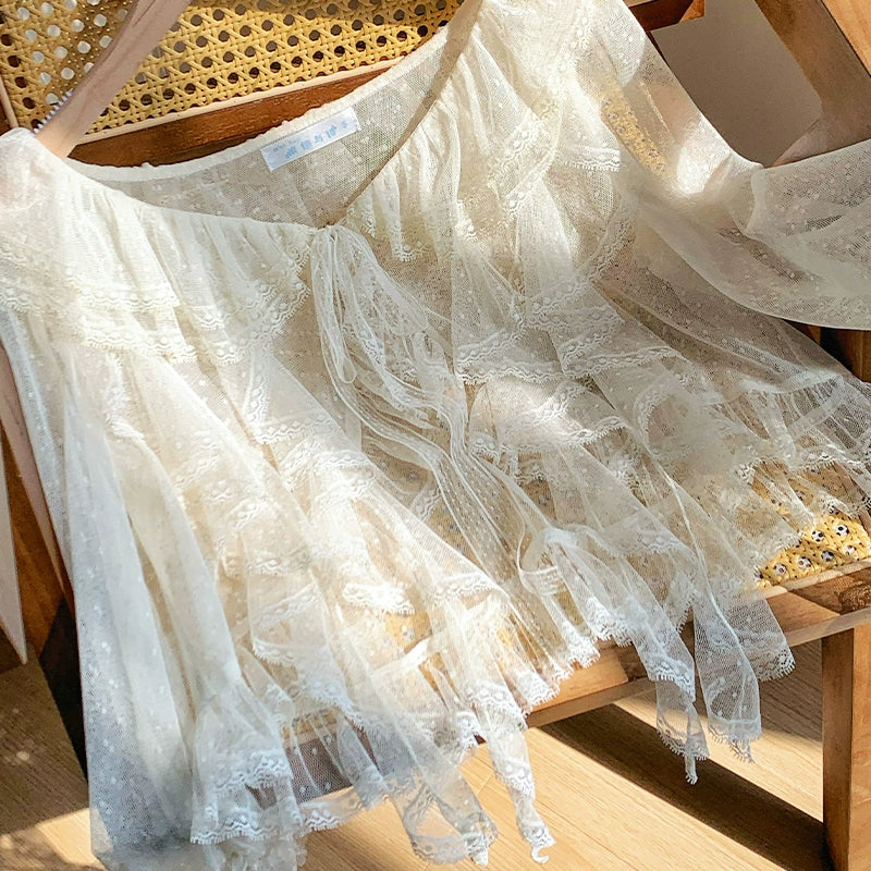 With PUJI - Letters and Poetry - Summer Classic Lolita Tulle Lace Bolero with Multi-Color