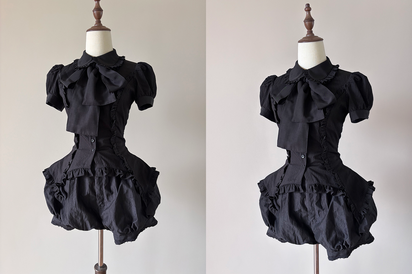 FlowerFairyDaily - Lilith - Gothic Lolita Short Sleeve Shirt, Detachable Tie