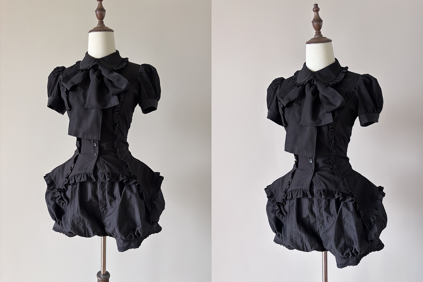 FlowerFairyDaily - Lilith - Gothic Lolita Short Sleeve Shirt, Detachable Tie