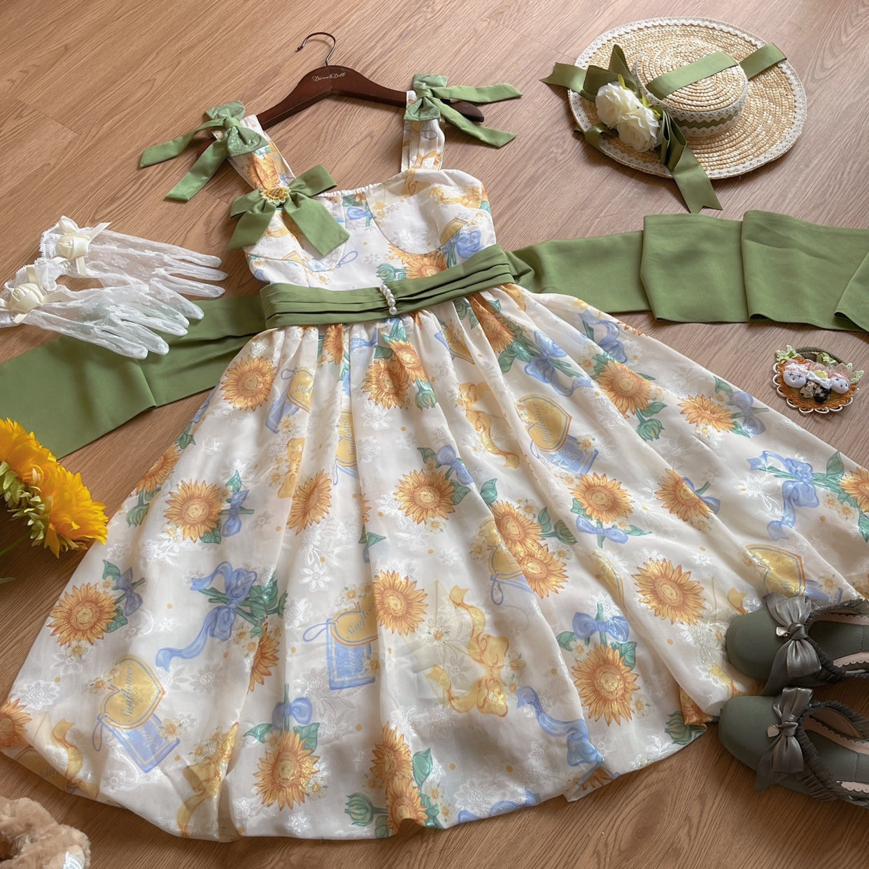 Akiyama Future Studio - Sunflower Print Lolita JSK Dress in Breathable Light Fabric