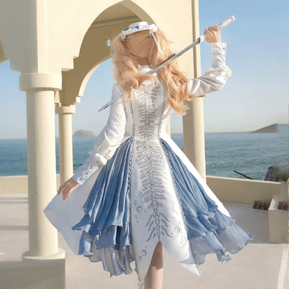 Forest Fluorescent Carps - Crumbling Skeleton - Ouji Lolita Fishbone Embroideried Vest, Prince Pants Suits