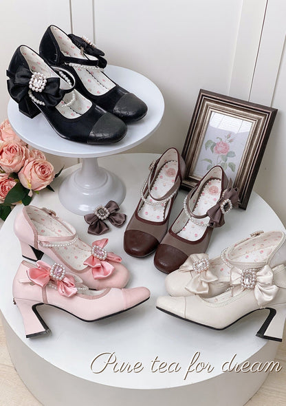Pure Tea For Dream - Transatlantic Love Poem - Sweet Elegant Lolita Mid-Heel Daily Shoes