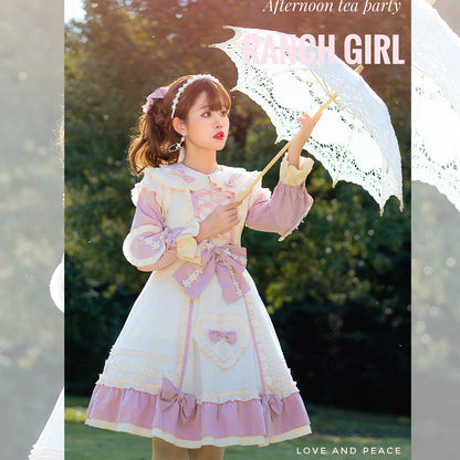 Niu Niu - Little Gardener - Plus Size Lolita OP Dress Pink Winter Long Sleeve