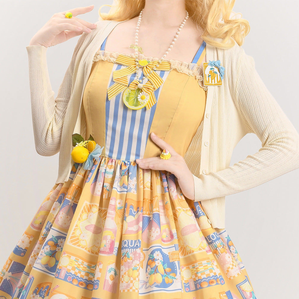 Miss Point - Daisy Lemon - Daily Lolita Lemon Print JSK Customized