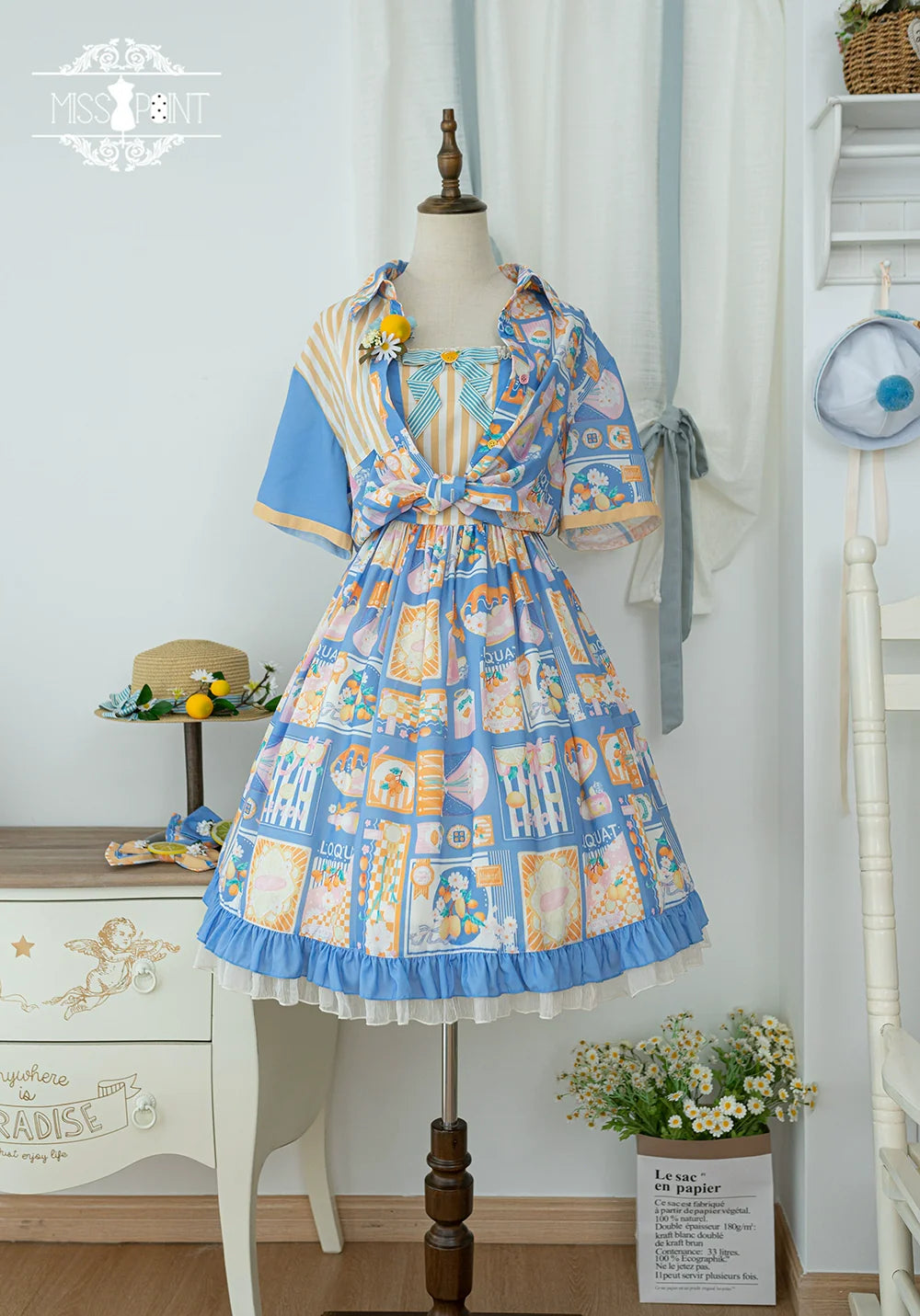 Miss Point - Daisy Lemon - Daily Lolita Lemon Print JSK Customized