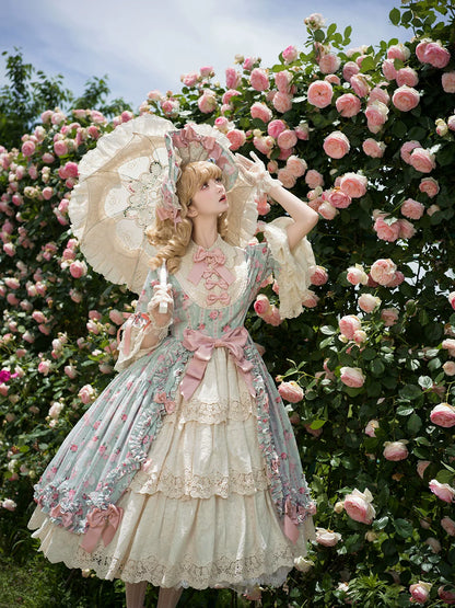 Miss Point - Lilyka Garden - Classic Lolita OP Dress Set Elegant Floral Wall Princess Sleeve