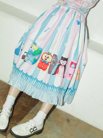 Hand-drawn printed skirt【s0000010071】