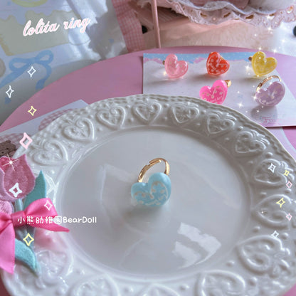 Bear Doll - Kawaii Lolita Ring Adjustable Shell Heart Shape Accessories
