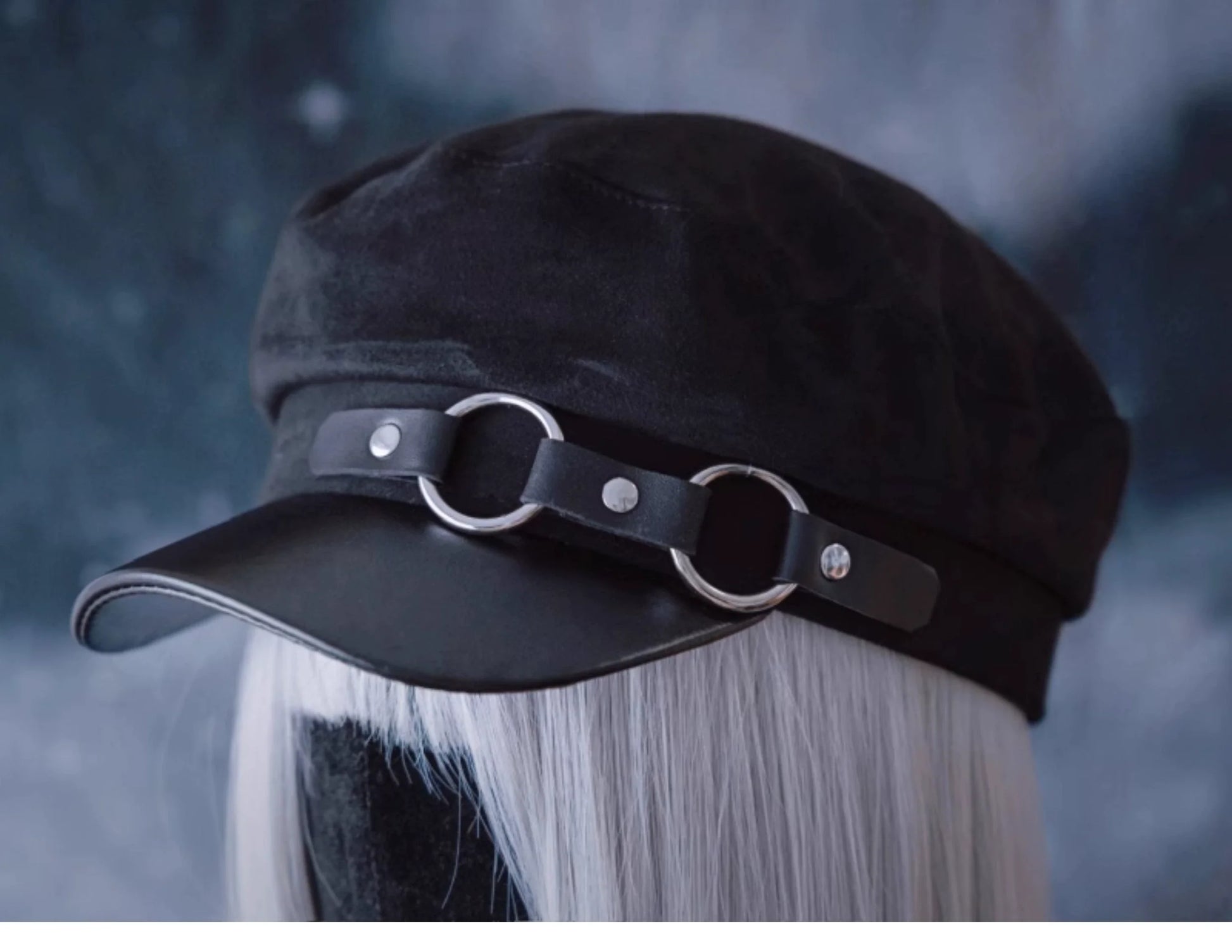 Strange Sugar - Gothic Lolita Hat Leather Buckle Lolita Newsboy Hat
