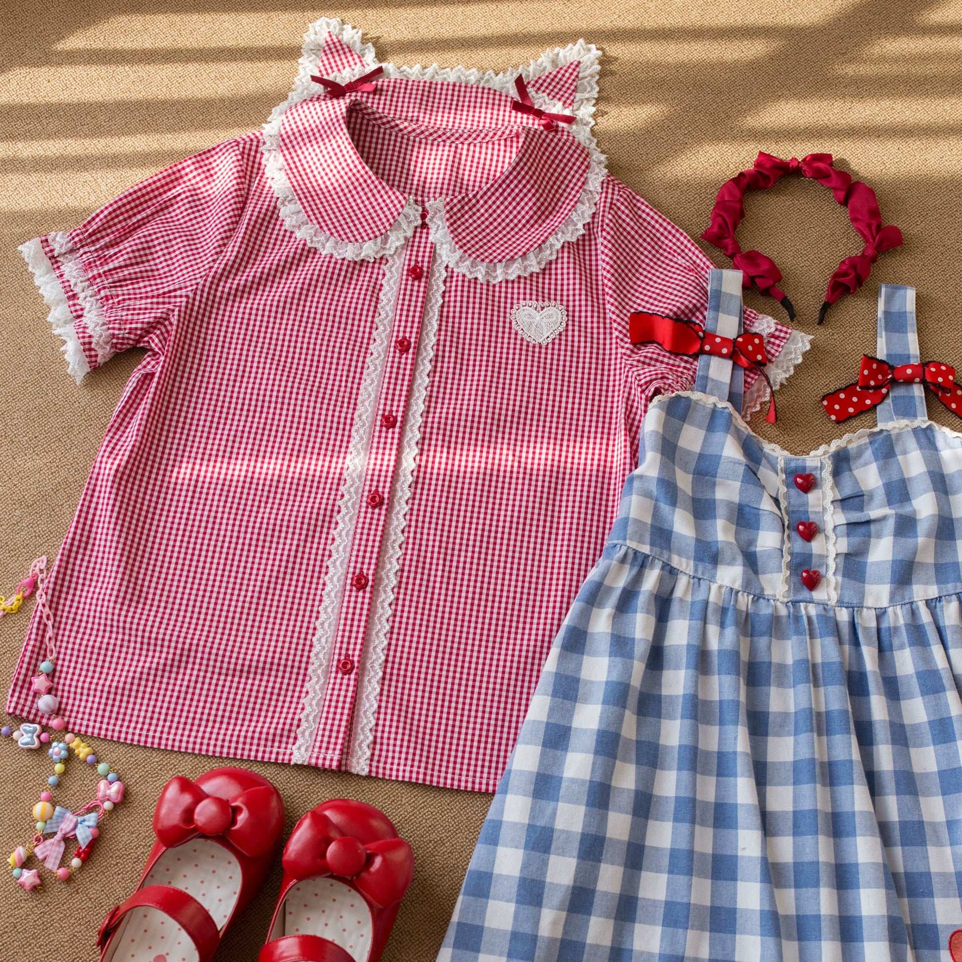 MIST - Kawaii Lolita Plaid Blouse With Cat Ear Peter Pan Collar