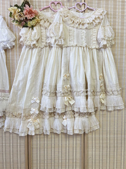 Ilovexiaolu - Meow Lullaby - Cotton Kawaii Lolita OP Dress with Removable Kitty Apron