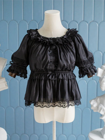 OCELOT - Sweet Lace Lolita Blouse Double-Wear Short Sleeves Shirt