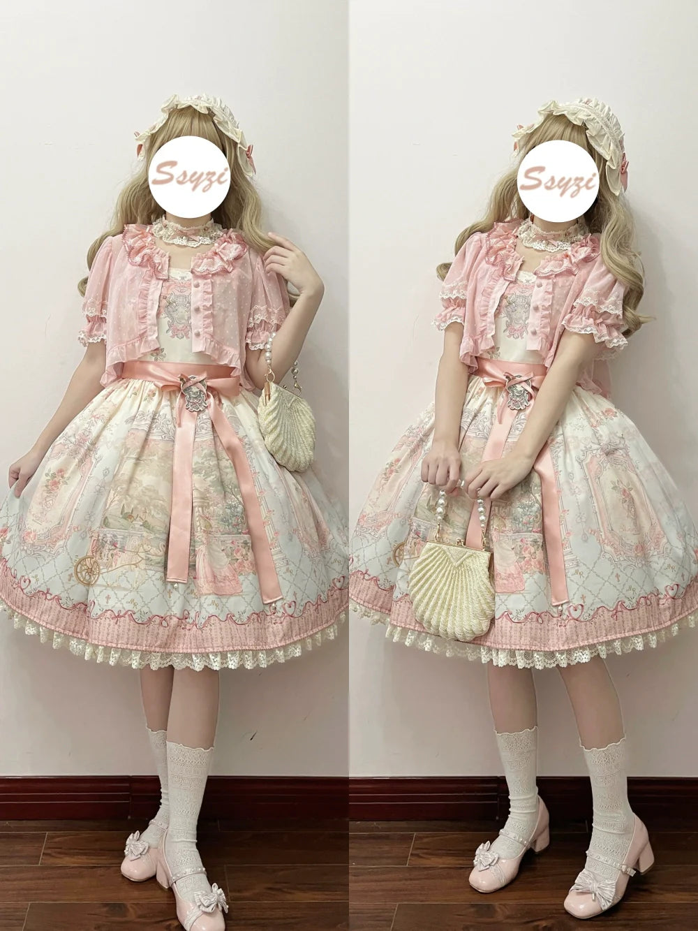Moon River - Swan Lake Mirror - Pink Sweet Lolita Print JSK Dress