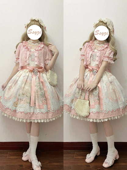 Moon River - Swan Lake Mirror - Pink Sweet Lolita Print JSK Dress