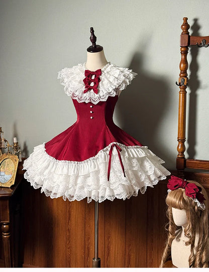 Alice Girl - Arrogant Miss - Sweet Lolita Jumper Dress with Tiered Lace Dress