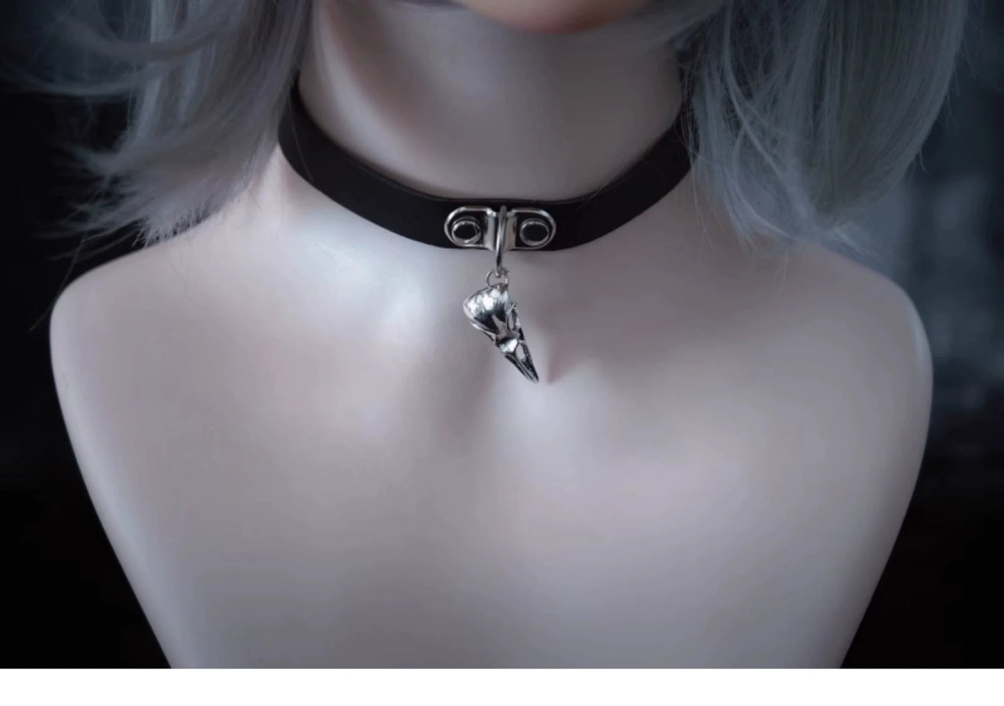 Strange Sugar - Gothic Lolita Choker Faux Leather Heart Pendant Necklace