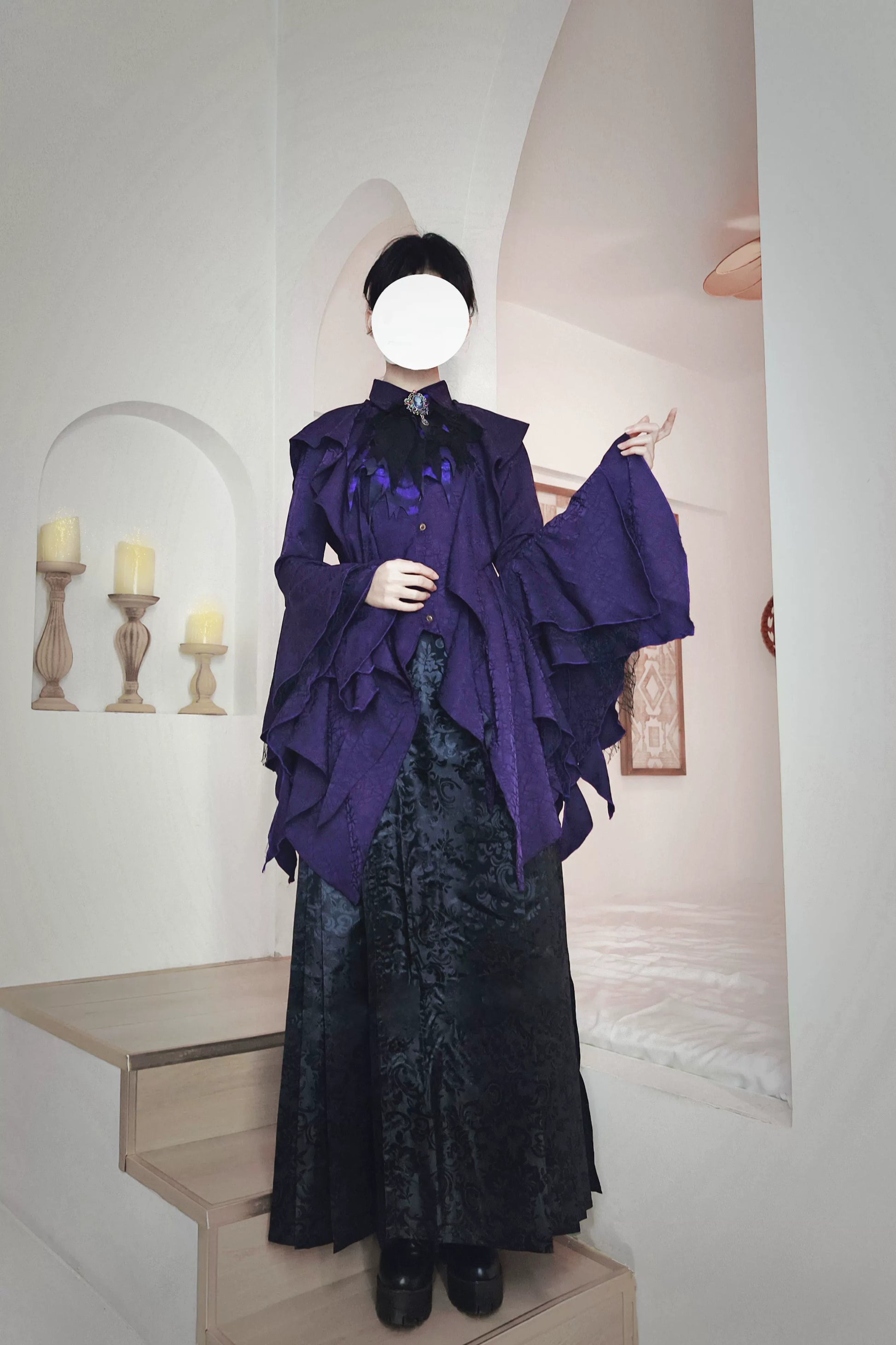 Camouflage Humanoid - Eerie Devour - Ouji Lolita Shirt with Irregular Hem