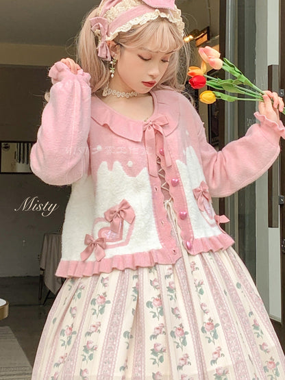 MIST - Beating Heart - Sweet Lolita Thick Sweater Coat Puff Sleeve