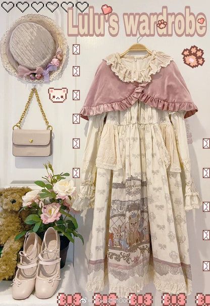 Dark Star Island - Winter Lolita Cape Velvet Antique Lolita Coat