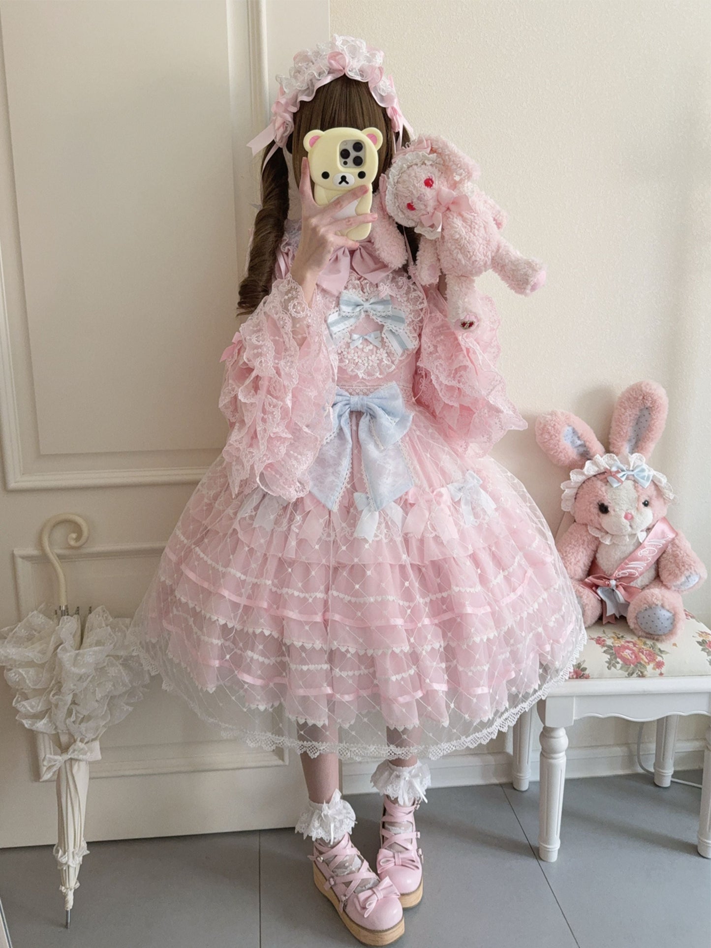 Hanguliang - Spring Awakening - Sweet Lolita JSK and Princess-Sleeved Shirt with Lace Detail