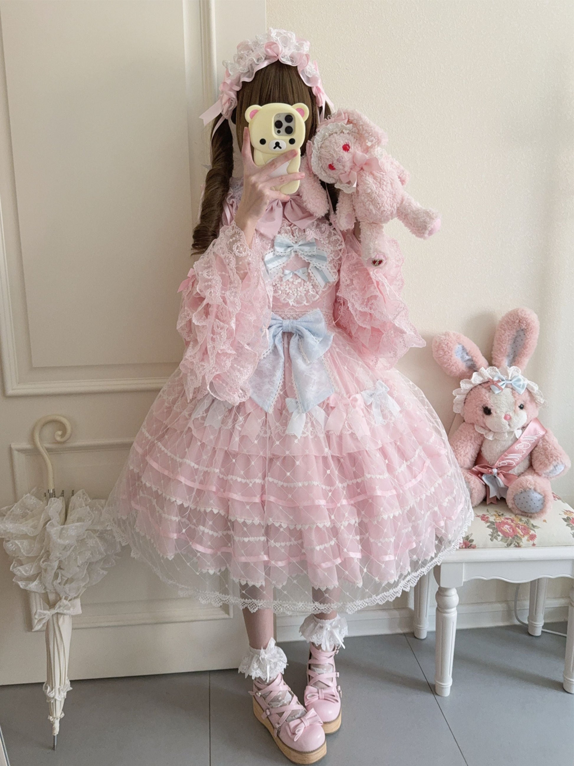 Hanguliang - Spring Awakening - Sweet Lolita JSK and Princess-Sleeved Shirt with Lace Detail