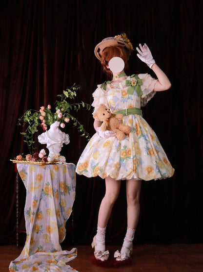 Akiyama Future Studio - Sunflower Print Lolita JSK Dress in Breathable Light Fabric