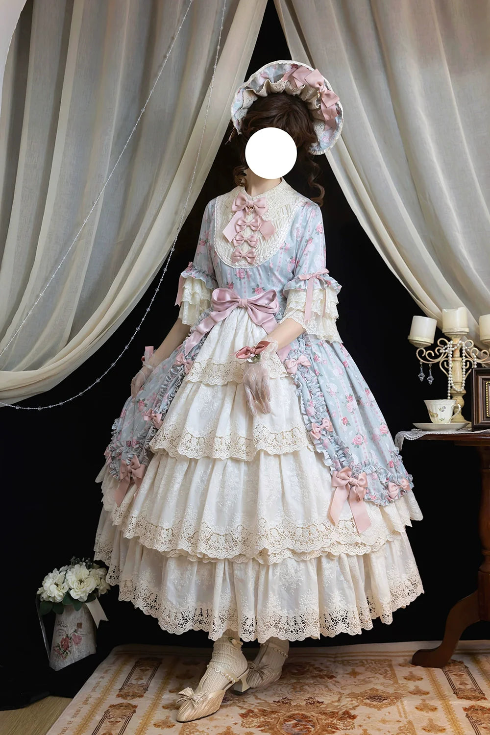 Miss Point - Lilyka Garden - Classic Lolita OP Dress Set Elegant Floral Wall Princess Sleeve