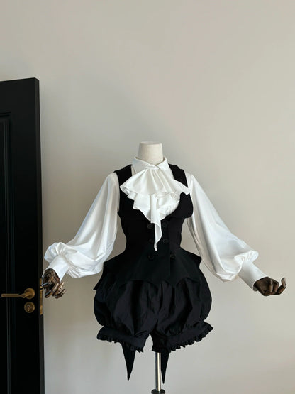 FlowerFairyDaily - Final Nocturne - Black Gothic Lolita Vest, Bat-Wing Shape