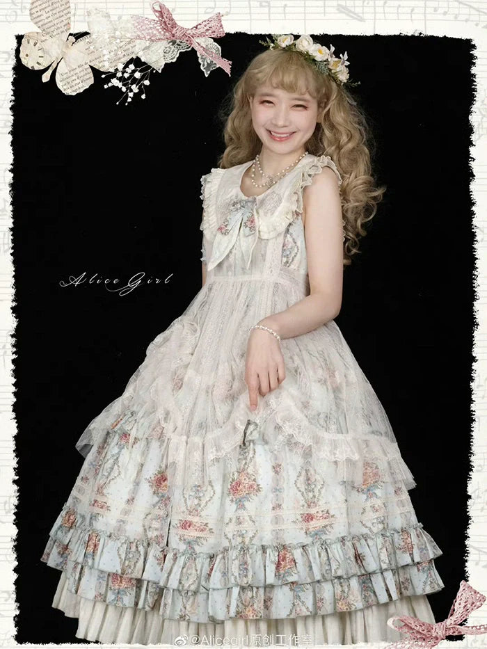 Alice Girl - Elegant Lolita Embroidered Apron with Adjustable Strap