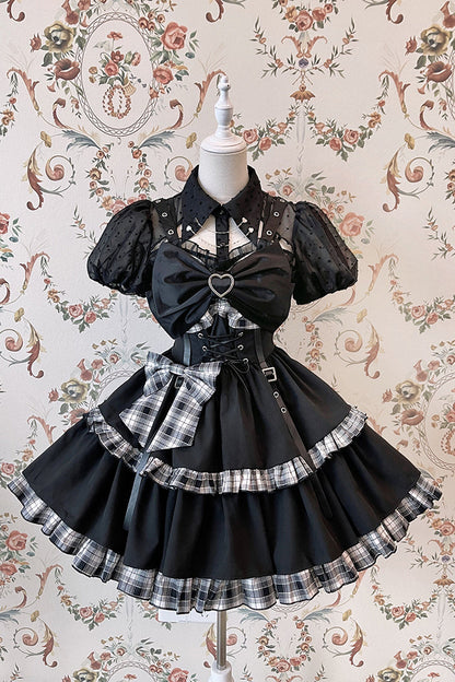 Alice Girl - Gothic Lolita Blouse Short Sleeve Black Shirt