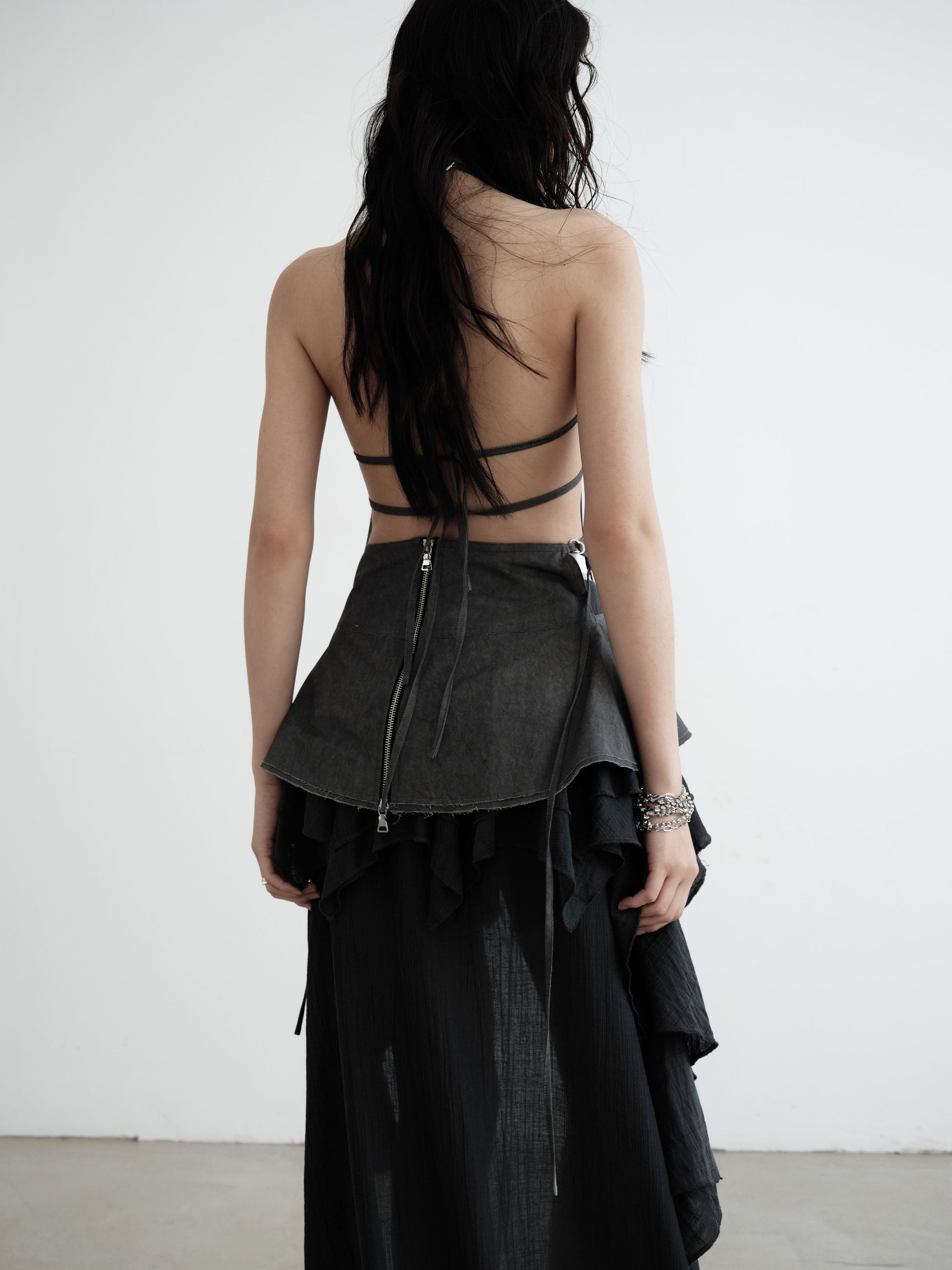 Hollow Waist Strap Three-dimensional Hem Halter-neck Camisole