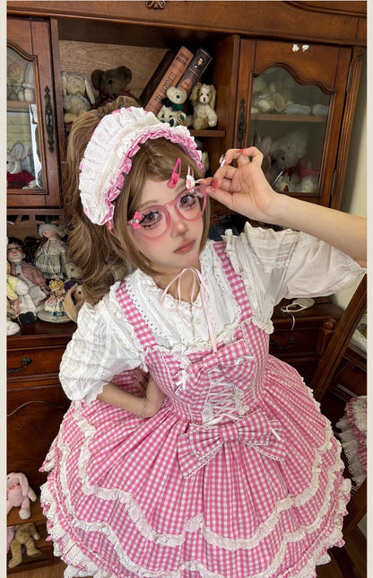 TaTaTa Lolita - Plaid Baileys - Old School Lolita Pink Plaid JSK