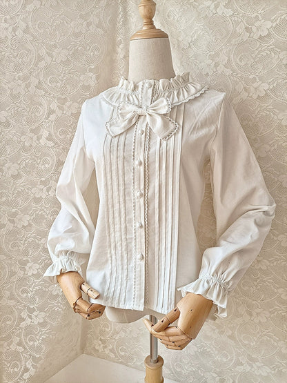 Youlan Lane - Daily Lolita Shirt lace Ruffled Blouse Round Neck