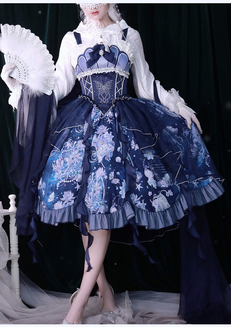 YingLuoFu - Original Elegant Lolita Blue Lolita JSK