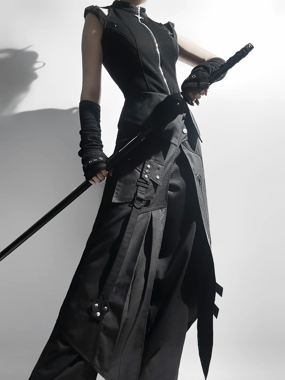 Your Princess - Nightblade - Black Ouji Lolita Apron Pants Suit