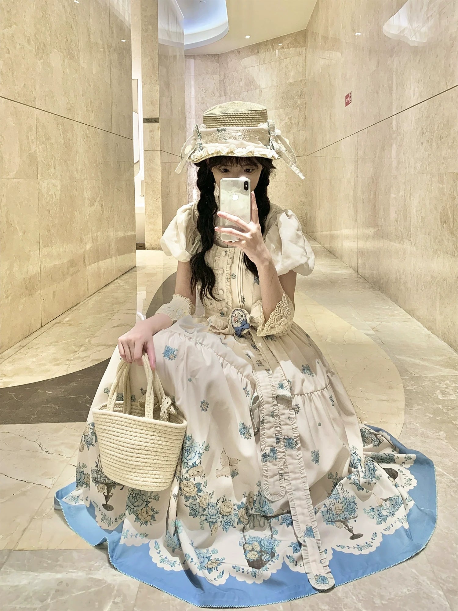 DreamWhale - Floral and Bird Series - Classic Lolita JSK Suit Floral Print Dress