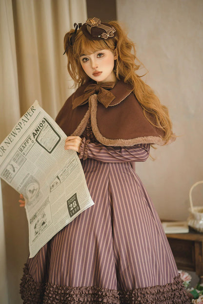 Miss Point - Classical Chocolate - Winter Classic Lolita Cape with Sweet Perter-pan Collar