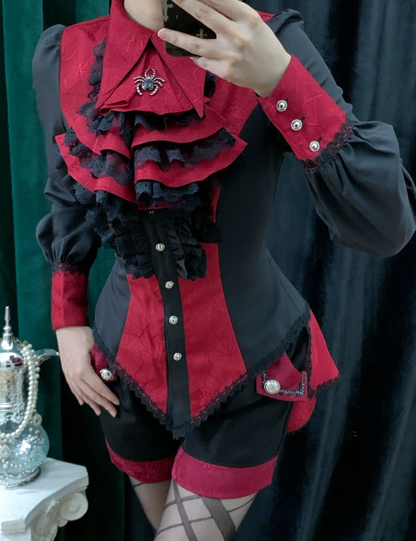Little Dipper - Cold Rice - Ouji Lolita Shirt With Spiderweb Pattern in Several Versions